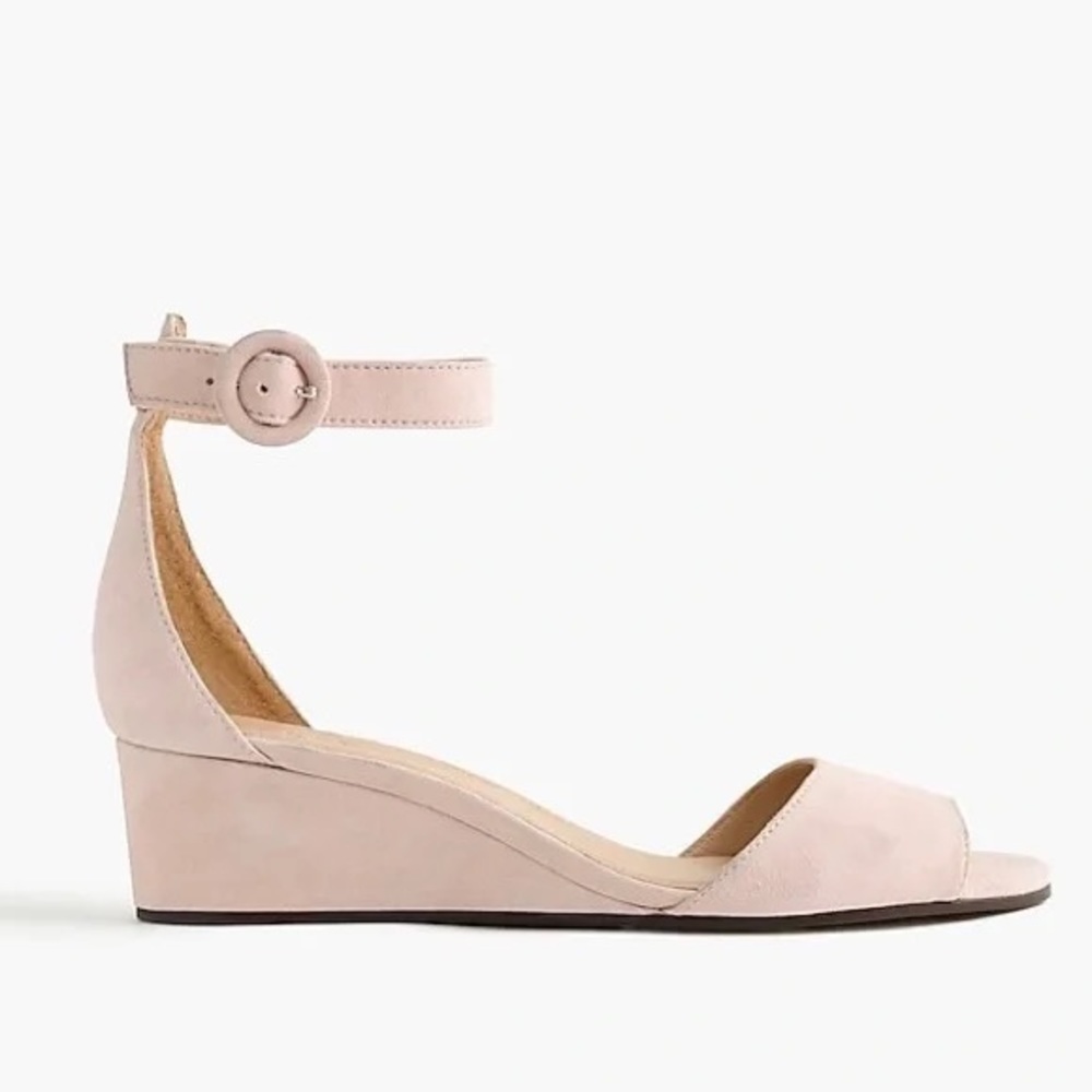 J Crew Laila Blush Pink Suede Sandal Wedges